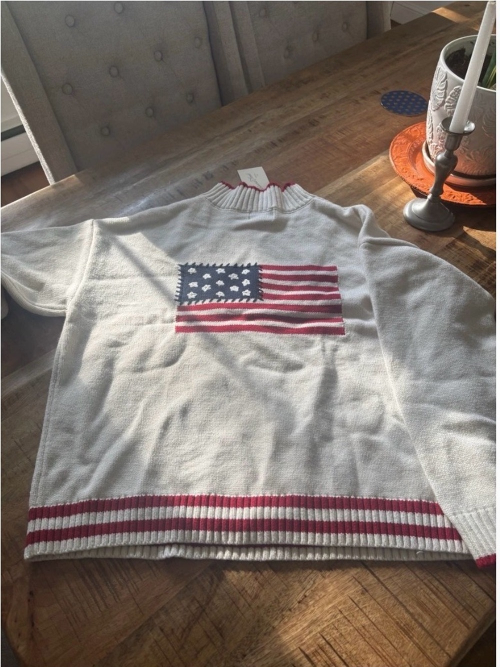Universal Threads Crewneck Sweater with American Flag Detail women's xxl NWT